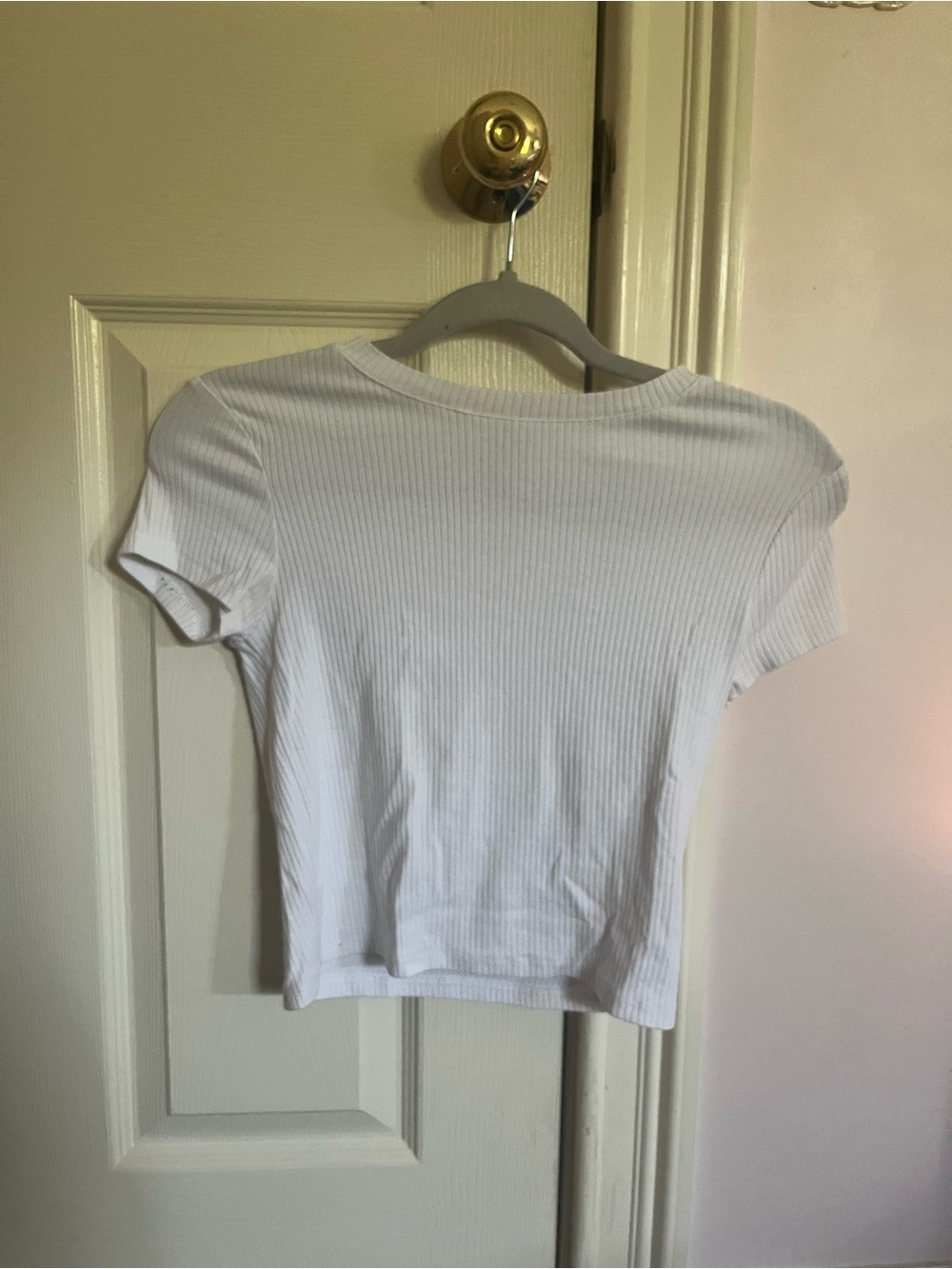 H&M White Ribbed Short Sleeve Tee